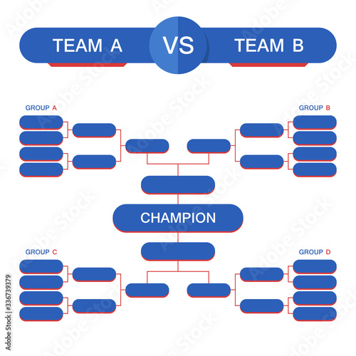Tournament Chart for Groups and Teams. match schedule vector illustration. football cup 2020 schedule.