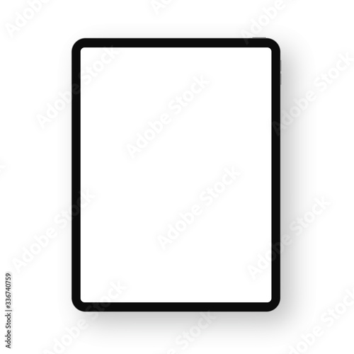 Realistic black Tablet. Front Display View. High Detailed Device Mockup. Separate Groups and Layers. Easily Editable Vector