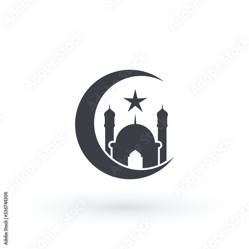 moon mosque icon islam muslim religion spirituality religious vector icon