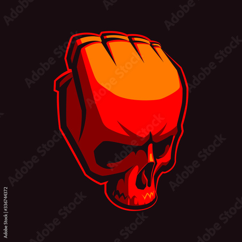 Fighting glove skull logo. Sport logotype. 