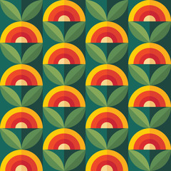 Keuken achterwand Jaren 50 patronen Vintage fruit en bladeren motief  © serkorkin