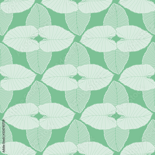 Alocasia foliage vector repeat pattern. Elephant Ear leaf seamless illustration background.
