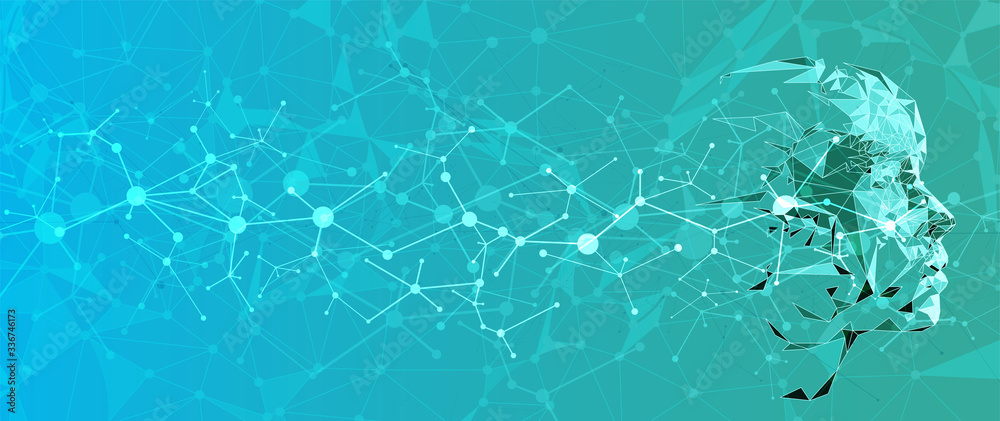 Abstract Artificial intelligence. Cloud computing. Machine learning. Technology web background. Virtual concept
