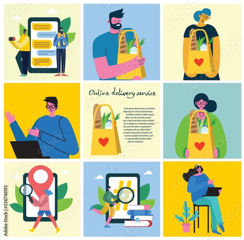 Vector Online delivery service concept, Food delivery service concept, online order service in the flat style