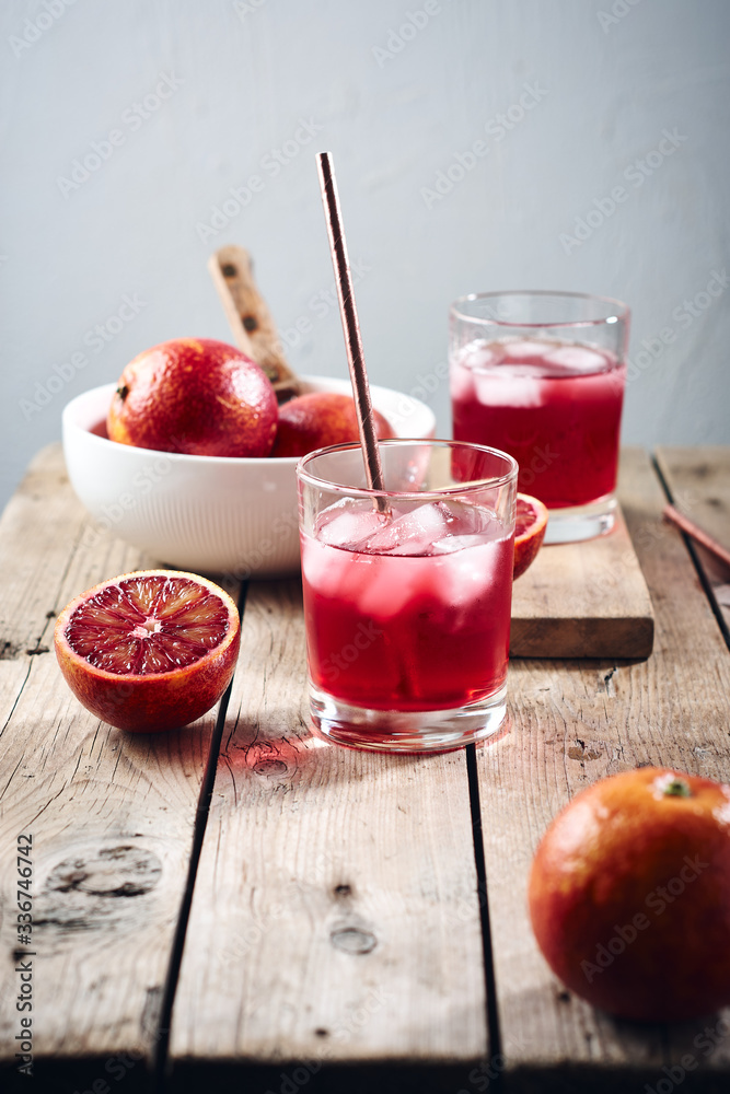 Red blood orange cocktail, citrus drink. Red blood orange cocktail, citrus drink.