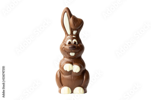 Photo of a chocolate easter bunny isolated on white background