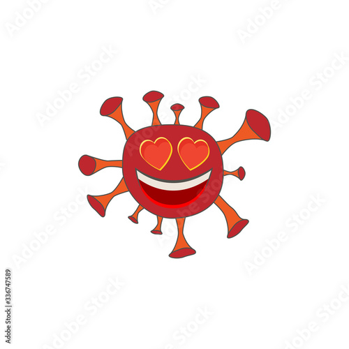 Coronavirus enamored emoticon. love emoticon flat icon. isolated illustration element