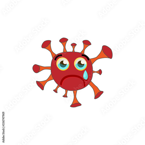Coronavirus crying emoticon flat icon. isolated illustration element