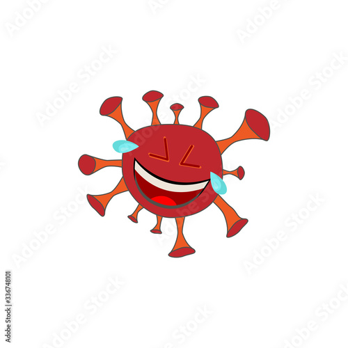 Coronavirus laughing emoticon flat icon. isolated illustration element