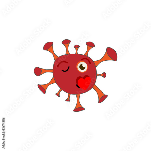 Coronavirus kissing emoticon flat icon. isolated illustration element