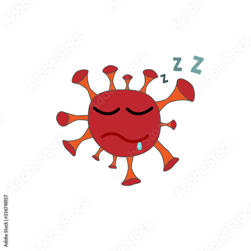 Coronavirus sleeping emoticon flat icon. isolated illustration element