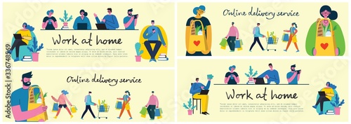 Vector Online delivery service concept, Food delivery service concept, online order service in the flat style