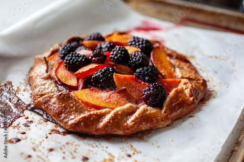 Nectarine or peach and blackberry†galette