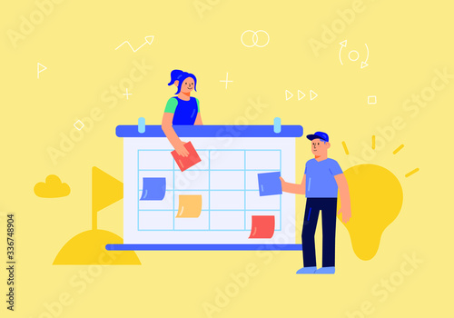 Time Management Planning and Scheduling Concept for Teamwork  Deadline Flat Style Vector Illustration