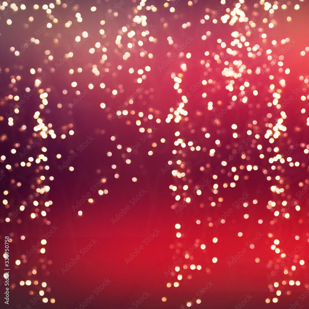 Christmas and Happy new year on blurred bokeh with snowfall banner background