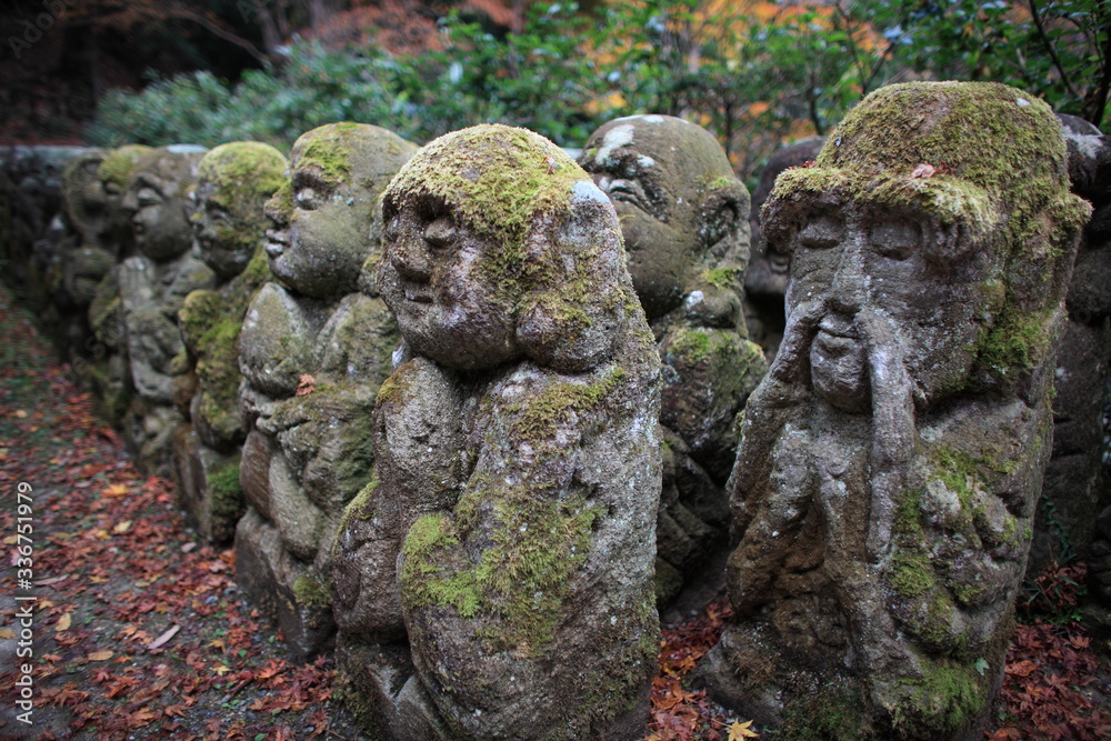 Jizō (Japanese stone statues) at Otagi Nenbutu-ji temple in kyoto Japan