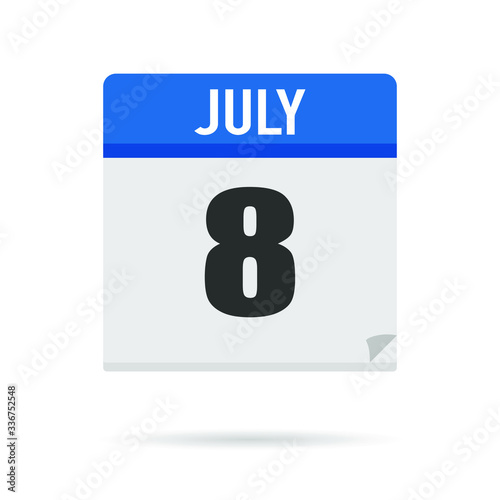 Blue Calendar icon flat style. Date, day, month. Vector illustration background for reminder, app, UI, event, holiday, office document and logo. isolated object and symbol. from year collection