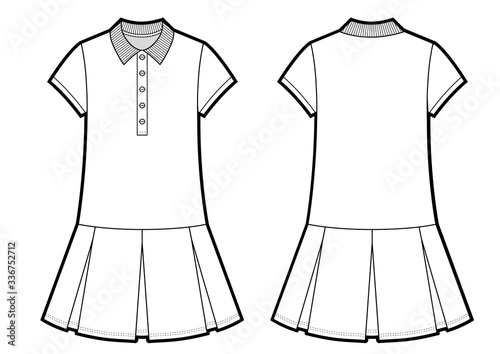 Girls Polo Dress Illustration Isolated on a White Background