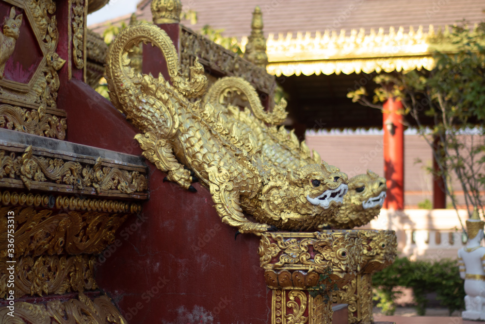 Fototapeta premium A beautiful view of buddhist temple Wat Saeng Kaew at Chiang Rai, Thailand.