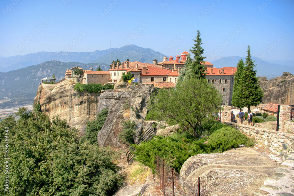 The Meteora is a rock formation in central Greece hosting one of the largest built complexes of Eastern Orthodox monasteries, the Holy Monastery of St. Stephen. Meteora, Greece