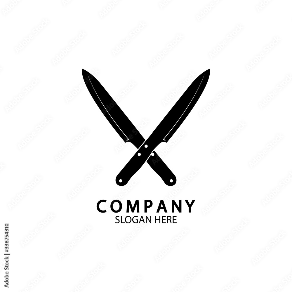 The crossed knives icon. Knife and chef, kitchen symbol. Flat illustration The crossed knives icon. Knife and chef, kitchen symbol. Flat illustration