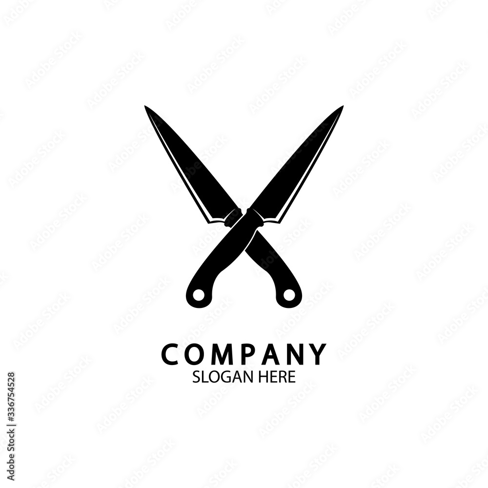 The crossed knives icon. Knife and chef, kitchen symbol. Flat illustration The crossed knives icon. Knife and chef, kitchen symbol. Flat illustration