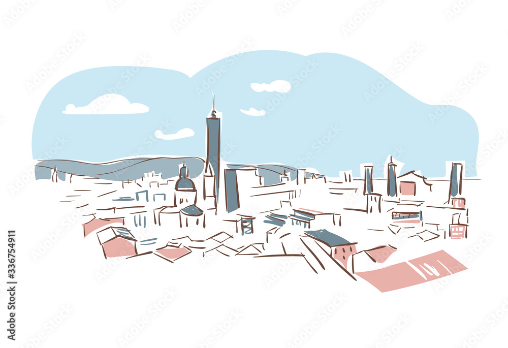 Fototapeta premium Bologna Italy Europe vector sketch city illustration line art