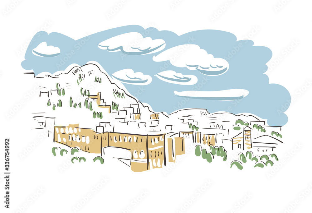 Fototapeta premium Catania Italy Europe vector sketch city illustration line art