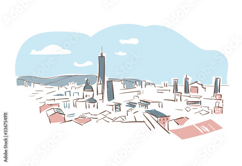 Bologna Italy Europe vector sketch city illustration line art