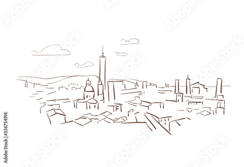 Bologna Italy Europe vector sketch city illustration line art