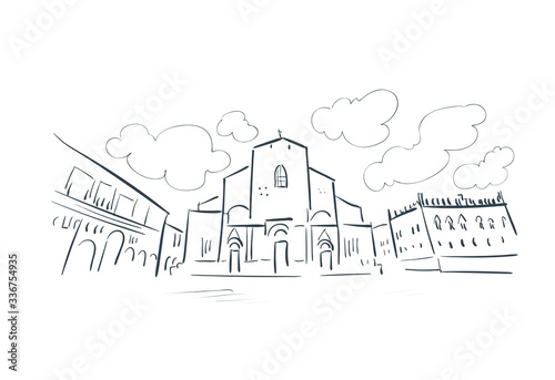 Bologna Italy Europe vector sketch city illustration line art