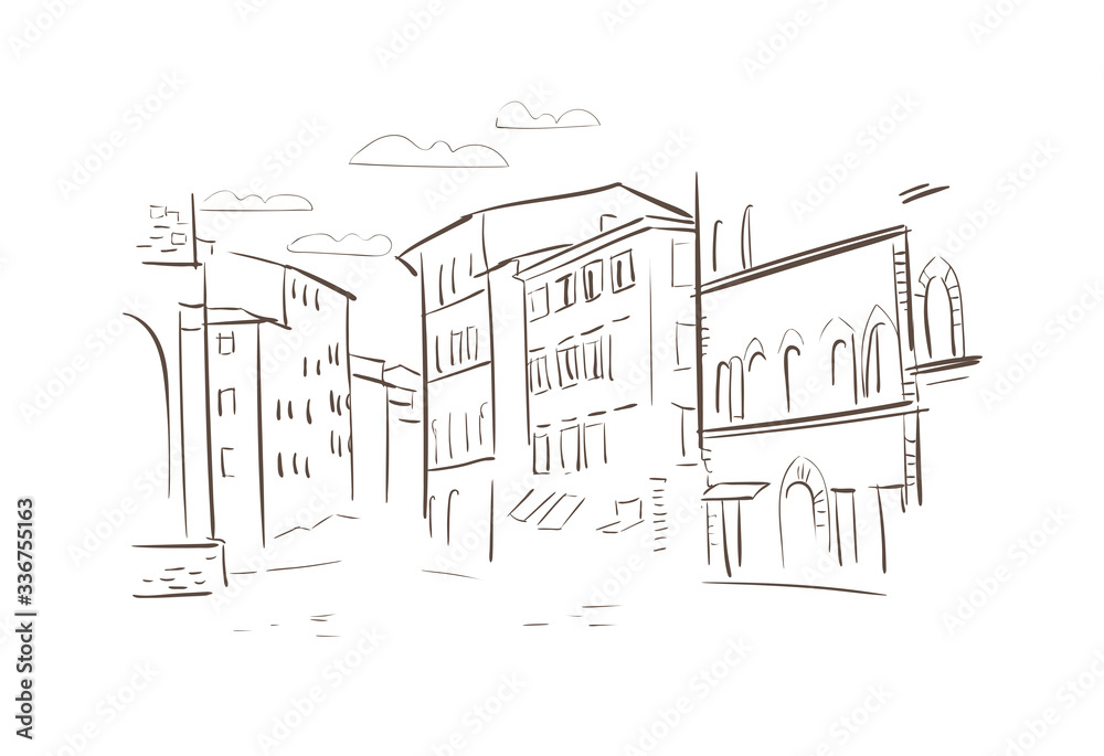 Florence Italy Europe vector sketch city illustration line art