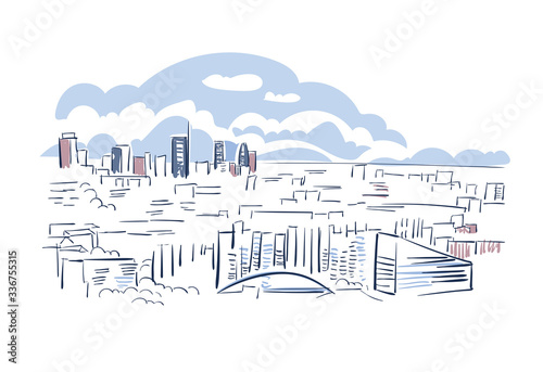 Milan Italy Europe vector sketch city illustration line art