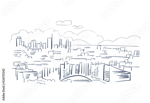 Milan Italy Europe vector sketch city illustration line art