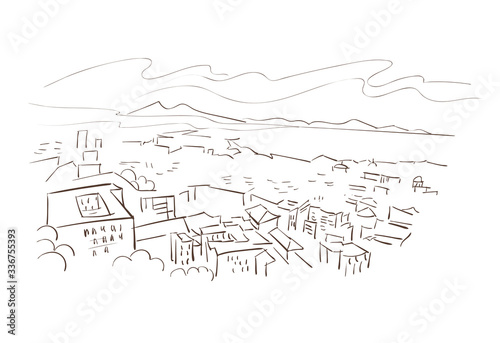 Naples Italy Europe vector sketch city illustration line art
