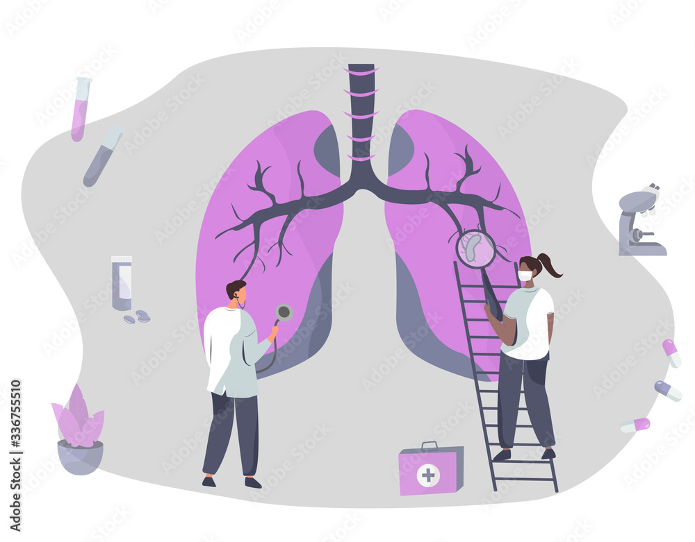 Doctors Check Lungs.Pulmonology Concept.Female Nurse Examines Huge