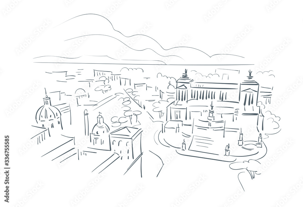Fototapeta premium Rome Italy Europe vector sketch city illustration line art