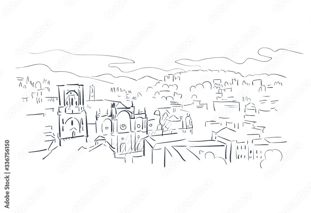 Granada Spain Europe vector sketch city illustration line art