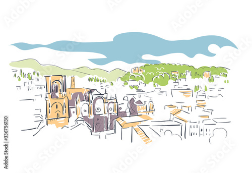 Granada Spain Europe vector sketch city illustration line art