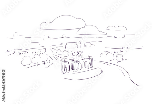 Madrid Spain Europe vector sketch city illustration line art