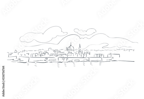 Malta Europe vector sketch city illustration line art