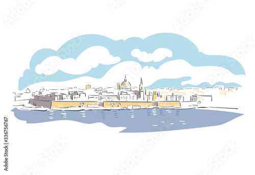 Malta Europe vector sketch city illustration line art