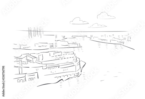 Malta Europe vector sketch city illustration line art