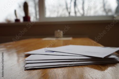 Bunch of envelopes lying down on the table
