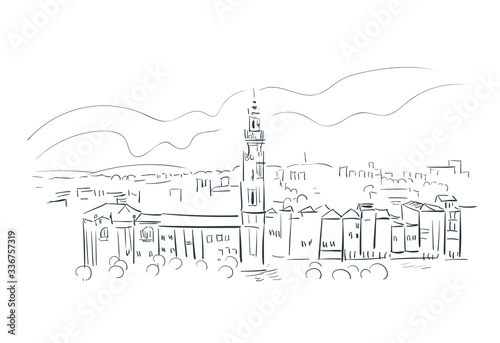 Porto Portugal Europe vector sketch city illustration line art