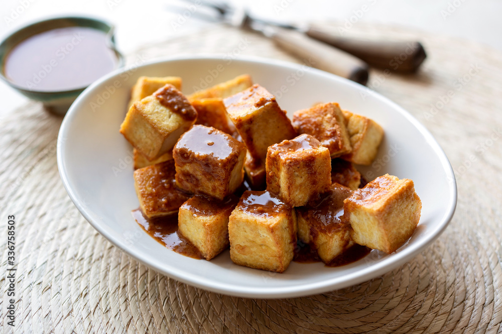 Tofu with peanut ginger sauce Tofu with peanut ginger sauce