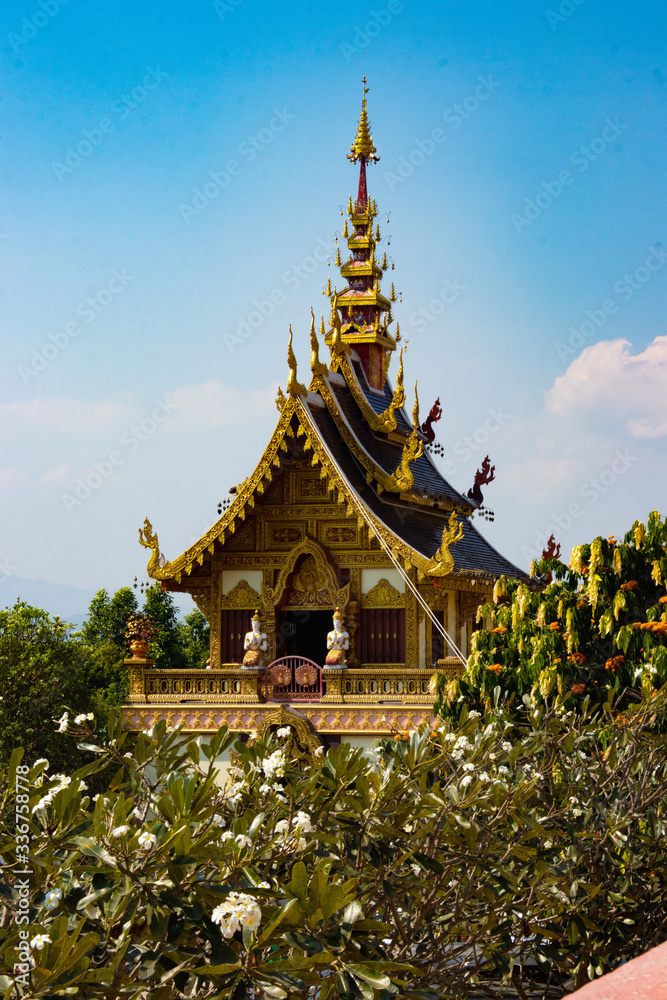 A beautiful view of buddhist temple Wat Saeng Kaew at Chiang Rai, Thailand.