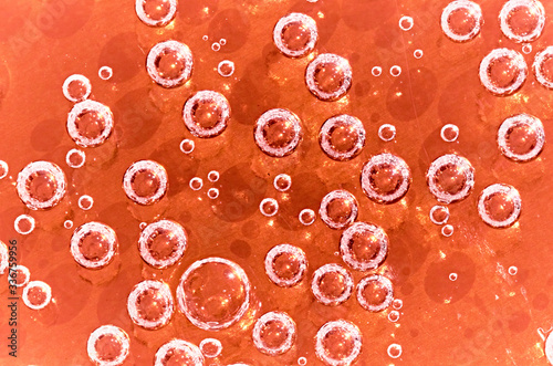 Close up of bubbles in liquid