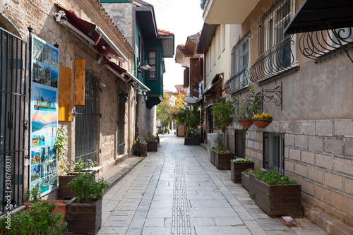Fototapeta Naklejka Na Ścianę i Meble -  Antalya Old town street view  April 2020
