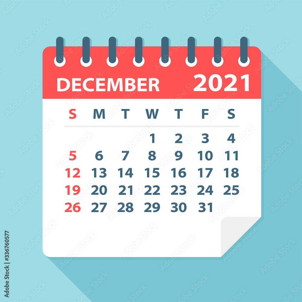 December 2021 Calendar Leaf - Vector Illustration Stock Vector | Adobe